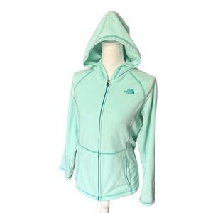 The north face moss sea foam green fleece hoodie girls size X-Large 18 full zip